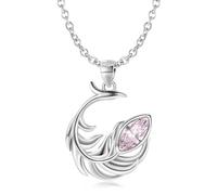TYLDBNF Accessoires Phoenix Feather Pink Zircon Collier Diy 925 STERLING Silver Romantic Pendentif For N Birthday Gift Fine bijoux Collier
