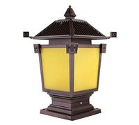 TYLDBNF Lampadaire d'extérieur E27 Vintage sculpté Poisson Jardin Verre Jaune Jardin Pilier lumière Victoria Style extérieur Ip54 étanche métal Aluminium lampadaire Cour Rue Porte Villa Colonne