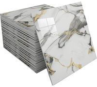 tylxayoxa Autocollants For Carreaux De Marbre, Auto-adhésifs For Murs, Panneaux Plafond En PVC, Douche Étanche, Flexible Et Résistant Aux Fissures, Facile À(F,100 tiles)