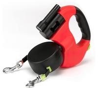 tylxayoxa Laisse Rétractable for Chien, Laisse Extensible for Chien avec Lampe De Poche LED Et Bande Lumineuse Respiratoire Tricolore, Laisse for Chien sans Enchevêtrement À 360 °(Red)