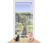 tylxayoxa Porte Grillagée avec Fermeture Éclair 90 X 220 Cm, Porte Grillagée Renforcée, Sécurité Animaux, Barrière Chat, Butée De Porte, Chats, Chiens, Feuilles, Salon, Chambre, Cuisine(90x210cm)