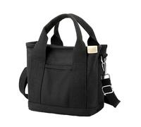TYLXQH Sac fourre-tout en toile pour femmes, Sac à main japonais multi-poches de grande capacité, Lunchbox Crossbody Bags (black,23x15x22cm)