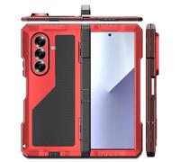 TYLYJSU Étui Magnétique pour Samsung Z Fold 7, Objectif À Ouverture Précise Support D'écran Verre Trempé HD Charnières Housse Antichoc,Rouge,Z Fold 7