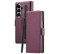 TYLYJSU Portefeuille Coque pour Samsung Z Fold7, Anti Rayures Anti Emprein des Chocs comme Anti Empreintes Digitales Hands Free Stand Supports Coque,Violet,Z Fold7