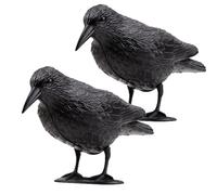 Tymar Corbeau, épouvantail pour balcon, répulsif pour pigeons, leurre de corbeau, répulsif pour oiseaux en plastique (Corbeau; 2 pièces)