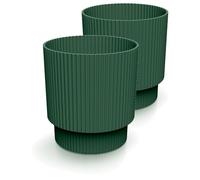 Tymar DBMIN Lot de 2 pots à fleurs ronds Vert forêt Diamètre 13 cm