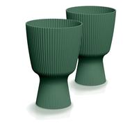 Tymar DBMIS Lot de 2 pots à fleurs ronds Vert forêt Diamètre 15 cm