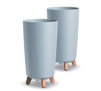 Tymar Grand pot de fleur avec pieds, grande jardinière, grand pot, pot mat, pot pour intérieur et extérieur (2 packs), couleur gris, hauteur 44,5 cm/diamètre 24 cm