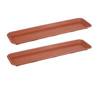 Tymar Jardinière avec sous-plat rectangulaire, sous-plat pour fleurs 80 cm, lot de 2, sous-plat pour jardinière, pot de fleurs et pot de plantation_Natura (Terracotta)