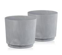 Tymar Lot de 2 cache-pots mats, pots de fleurs, pots de fleurs en plastique (Béton; ø 35 cm)