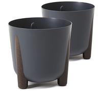 Tymar Lot de 2 pots de fleurs avec pieds - Forme ronde - Anthracite - Ø 34 cm