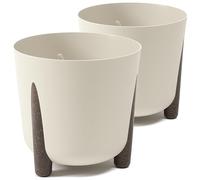 Tymar Lot de 2 pots de fleurs avec pieds - Forme ronde - Beige - Diamètre : 26 cm