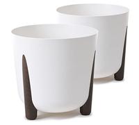 Tymar Lot de 2 pots de fleurs avec pieds - Forme ronde - Blanc - Diamètre : 26 cm