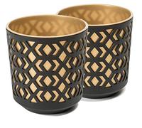 Tymar Lot de 2 pots de fleurs, forme ronde, cache-pot (Noir/Or, ø 29 cm)