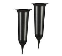 Tymar Lot de 2 vases funéraires avec Piquet - Décoration funéraire - en Plastique (Graphite, ø 10 cm)