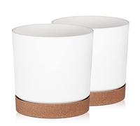 Tymar Pot de Fleur avec Soucoupe, Lot de 2 Pots de Plantes décoratifs en Plastique, Forme Ronde Moderne pour l'intérieur (ø 40 cm, (2pack) LI Blanc)