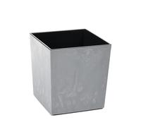 Tymar Pot de fleur, jardinière, pot de fleur en plastique, grand, carré, brillant, pour jardin, balcon, terrasse, maison (en béton, 25 x 25 cm)