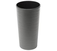 Tymar Pot de fleurs avec insert, pot de fleurs en plastique, cache-pot, jardinière, grand, forme ronde, aspect ciseaux, pour intérieur et extérieur, jardin, balcon, terrasse, maison (Graphite brillant