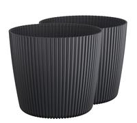 Tymar Pot de fleurs, cache-pot, lot de 2, forme ronde (lot de 2) noir mat, ø 20 cm