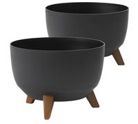 Tymar Pot de fleurs grand avec pieds, cache-pot pour l'extérieur, grand pot de fleurs, bol pour fontaine solaire, pot de terrasse rond_Roma ((2pack) Anthracite; ø 40 cm)