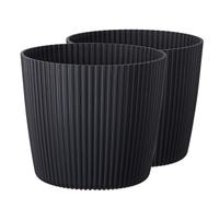 Tymar Pot de Fleurs, jardinière, Lot de 2, Forme Ronde((2pack) Anthracite, ø 24 cm)