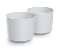 Tymar Pot de Fleurs, jardinière, Lot de 2, jardinière en Plastique, Mat, Forme Ronde (ø 18 cm, (2pack) Blanc)
