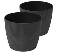 Tymar Pot de Fleurs, Lot de 2 (Noir, ø 25,5 cm)