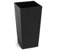 Tymar Pot de fleurs, pot de fleurs, pot de fleurs, en plastique, grand, carré, haut, aspect ciseau, jardin, balcon, terrasse, maison (noir haut, 30 x 30 cm)