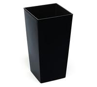 Tymar Pot de fleurs, pot de fleurs, pot de fleurs, en plastique, grand, carré, haut, brillant, jardin, balcon, terrasse, maison (noir haut, 30 x 30 cm)