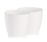 Tymar Pot de Fleurs, Pot de Plantes en Plastique, Lot de 2, Forme Ronde, Cache-Pot (Blanc, ø 9,5 cm)