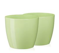 Tymar Pot de Fleurs, Pot de Plantes en Plastique, Lot de 2, Forme Ronde, Cache-Pot (Vert Pastel, ø 18 cm)