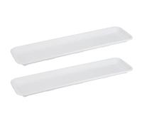 Tymar Sous-pot pour jardinière rectangulaire, sous-pot 100 cm, lot de 2, sous-pot pour jardinière, pot de fleurs et pot de culture_Natura (Blanc)