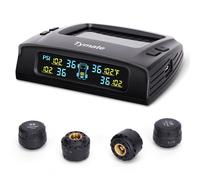 Tymate TM2C+4TS2 Système de surveillance de la pression des pneus pour camping-car, TPMS à énergie solaire avec 4 capteurs, 0 à 87 PSI, 6 modes d'alarme, écran LCD couleur