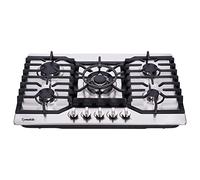 Tymetik Table de cuisson à gaz 76,2 cm, 5 brûleurs haute efficacité, cuisinière à gaz en acier inoxydable, cuisinière à gaz encastrable, cuisinière à gaz propane/gaz naturel convertible
