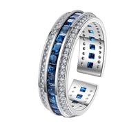 TYMONT Bague En Argent Sterling S925 Avec Diamants Bleus, Bague En Argent Sterling De Style Hip Hop À La Mode,Argent,8