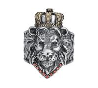 TYMONT Bague Homme Dominante En Argent Sterling S925, Bague Couronne Lion Personnalisée Atmosphérique,Argent,Adjustable