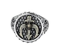 TYMONT Bague Homme En Argent Sterling S925, Anchor Live Vintage Personalised Trendy Ring,Argent,13