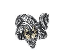 TYMONT Bague Homme En Argent Sterling S925, Esprit Serpent Ouverture Vintage Personnalisée Bague Tendance,Argent,Adjustable