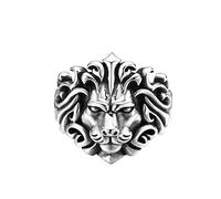 TYMONT Bague Homme Vintage En Argent 925, Bague Ouverte Tête De Lion Dominante Personnalisée,Argent,Adjustable