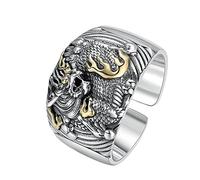 TYMONT Bague Ouverte Dragon Large En Argent Sterling S925, Bague Argent Dragon Vintage Personnalisée Pour Homme,Argent,8