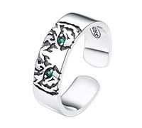 TYMONT Bague Personnalisée Pour Homme En Argent 925 Avec Tête De Tigre Vintage En Relief Et Anneau Vivant Poli,Argent,Adjustable