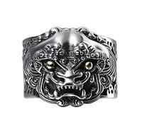 TYMONT Bague Pixiu Pour Homme En Argent Sterling S925, Bague Pixiu Bonne Chance Réglable Ouverte Vintage Gothique,Argent,8