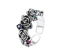 TYMONT Bague Pour Femmes En Argent Sterling S925 Avec Ouverture En Forme De Rose Épineuse,Argent,8