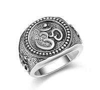 TYMONT Bague Pour Homme En Argent Sterling S925, Anneau Fermé Et Poinçonné King Fountainhead,Argent,9