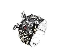 TYMONT Bague Pour Homme En Argent Sterling S925 Avec Ouverture Large Personnalisée En Forme De Tête De Lapin,Argent,8