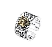 TYMONT Bague Pour Homme En Argent Sterling S925 Avec Une Large Ouverture En Forme De Tête De Tigre,Argent,8