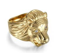 TYMONT Bague Tête De Lion Viking, Bague En Acier Inoxydable Gravée Tête De Lion Vintage Gothique Pour Homme,D'or,12