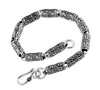 TYMONT Bouddhisme Tibétain S925 Argent Sterling Gravé Bracelet Mantra À Six Caractères, Bracelet Amulette En Argent Thaïlandais Bouddhiste Religieux,Silver 6mm,20cm