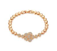 TYMONT Bracelet De Chaîne D'amour De Mode Pour Femmes, Bracelet En Zircon Incrusté De Fleur De Couture De Coeur De Pêche Gothique, Cadeau D'anniversaire Promis