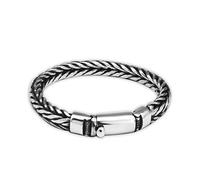 TYMONT Bracelet De Quille Tissé À La Main En Argent Pur S925, Bracelet En Argent Thaïlandais Épais Épi De Blé Pour Homme, Bracelet À Boucle Généreuse Chaîne Cubaine,Argent,18cm